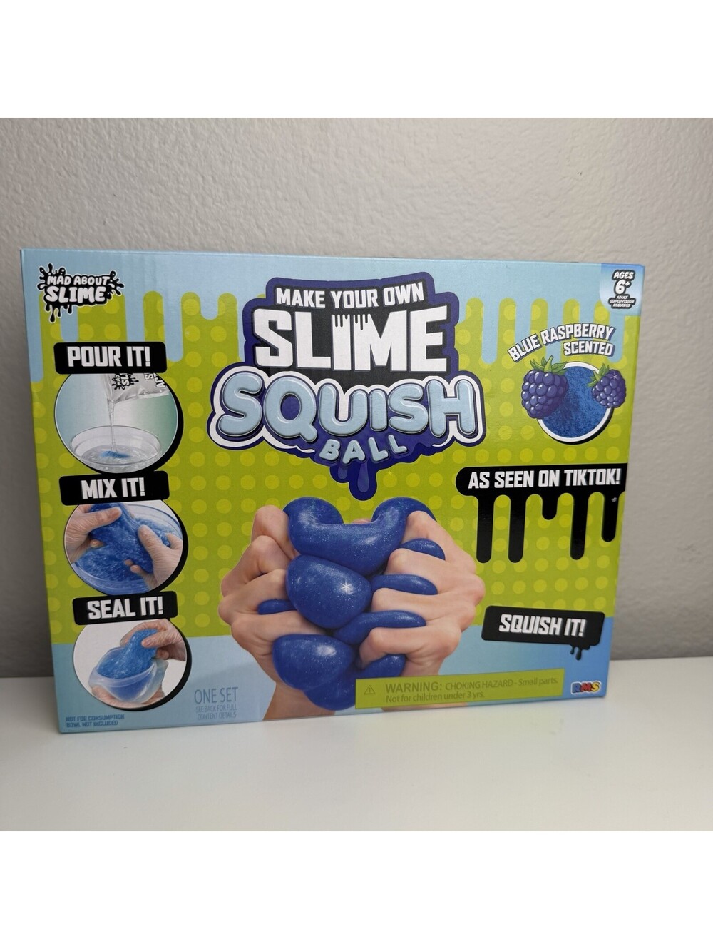 RMS Mad About Slime Squish Ball Kit Blue Raspberry Scented DIY New 6+